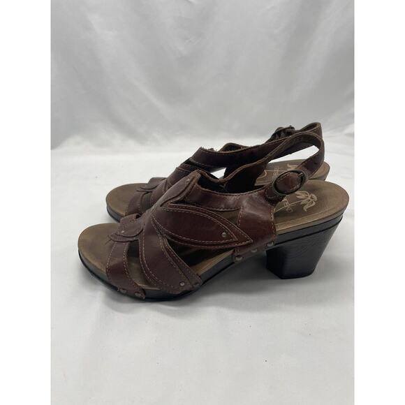 Dansko Nina Sandals Womens Size 39 US 8.5-9 Shoes Brown Leather Floral Slingback - Picture 2 of 10